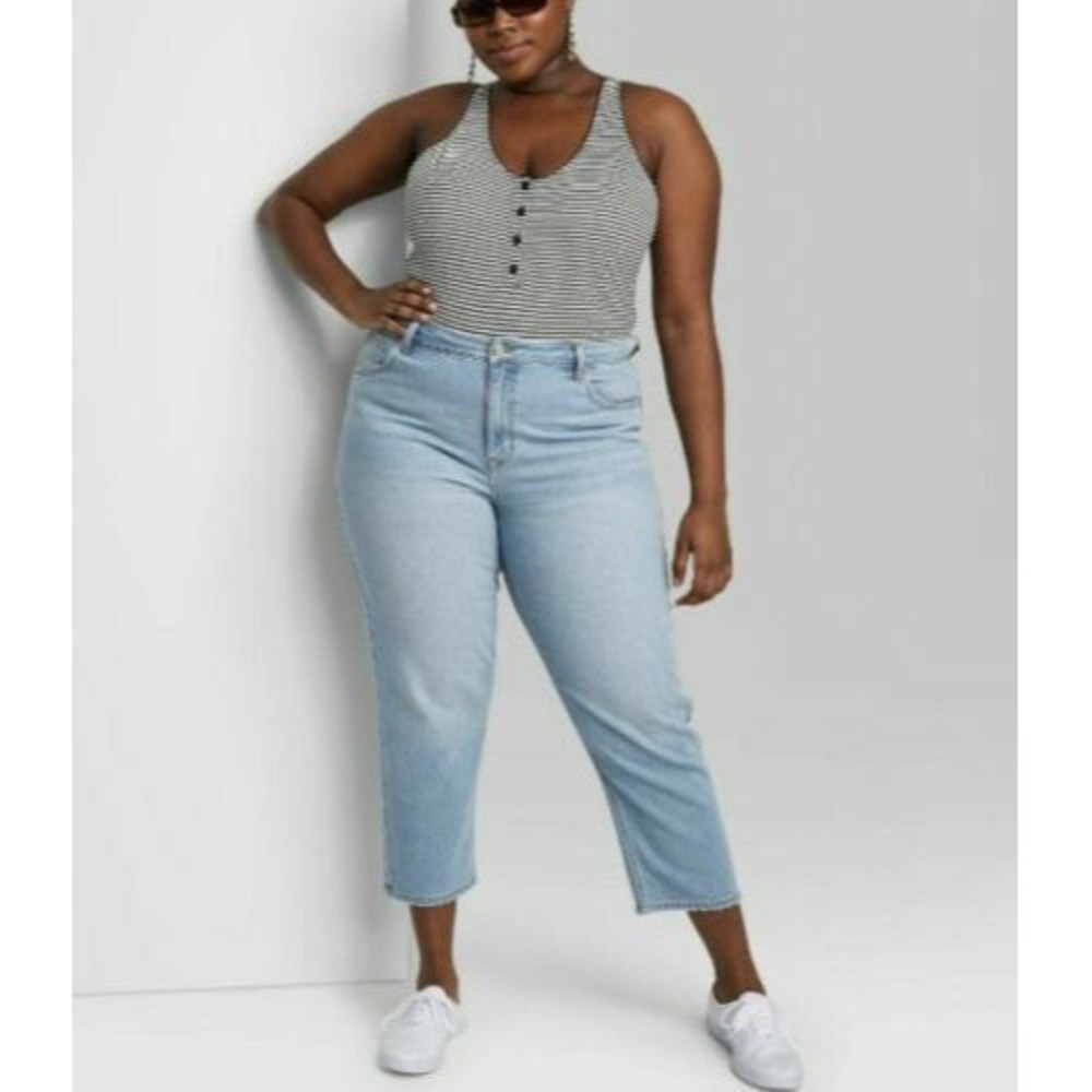 Women's Wild Fable High-Rise Straight Leg Cropped Jeans, medium Wash. 12, 1020